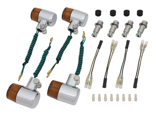 Valve Type Turn Signal Set Cast 71 Type Chrome Body/Amber Lens 250TR