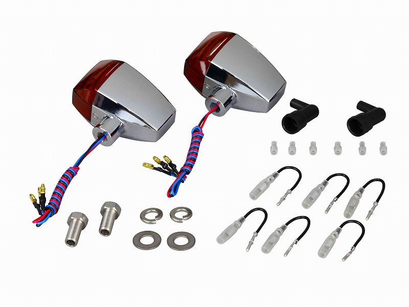 0 ZRタイプLEDウインカー クリスタルカットレンズ ダブル仕様 2個入り メッキボディ/オレンジレンズ