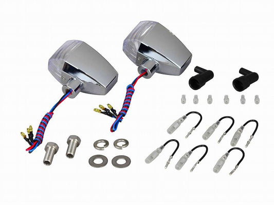 0 ZR Type LED Turn Signals, Crystal Cut Lens, Double Specification, 2-Pack, Chrome Body/Clear Lens