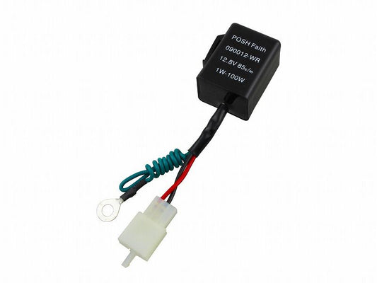 Wide-wattage flasher relay for incandescent and LED bulbs, 2-wire + ground