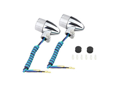 キャストウインカー 砲弾タイプ ダブル球 電球無し 2個入り メッキボディ/クリアーレンズ