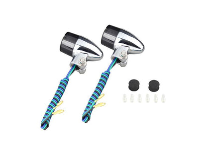 キャストウインカー 砲弾タイプ ダブル球 電球無し 2個入り メッキボディ/スモークレンズ