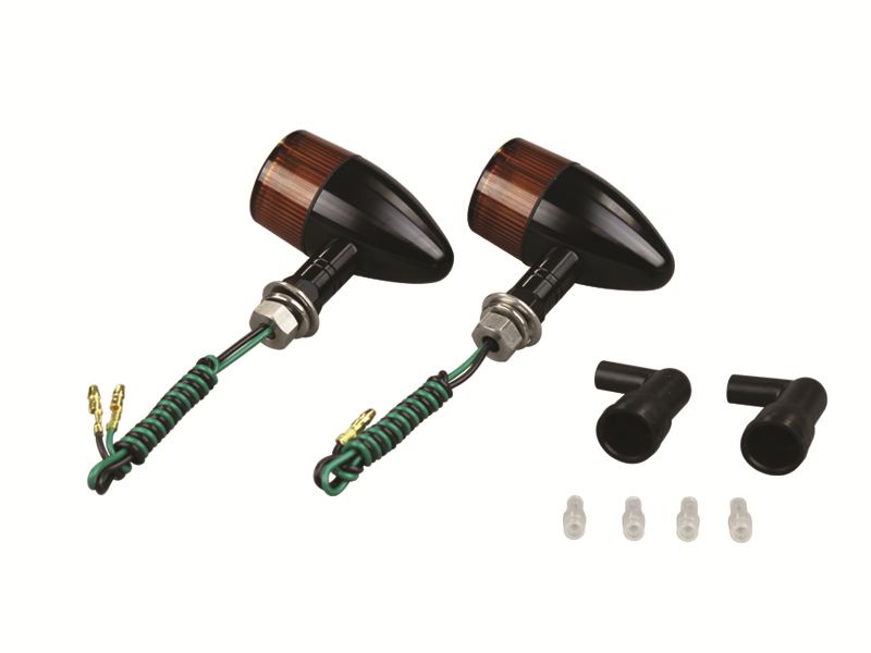 Aluminum Machined Winker Bullet Type Short Stay Type Single Bulb No Bulb 2 pcs Black Body/Orange Lens