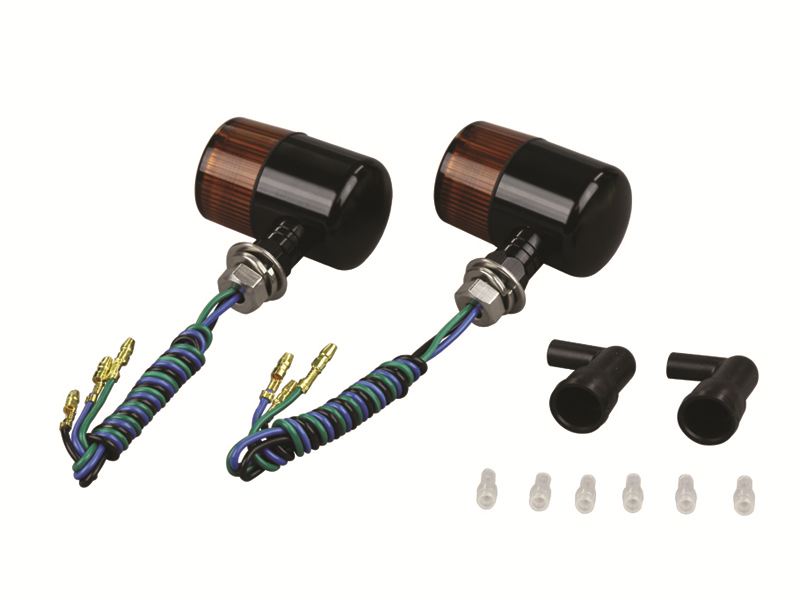 Aluminum machined turn signal 71 type narrow short stay type double bulb no bulb 2 pcs black body/orange lens