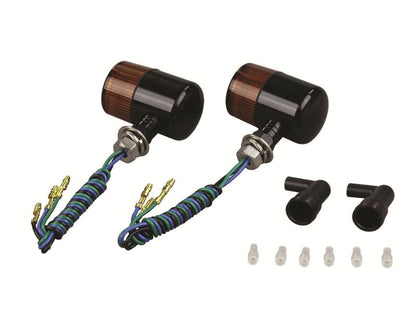 Aluminum machined turn signal 71 type narrow short stay type double bulb no bulb 2 pcs black body/orange lens