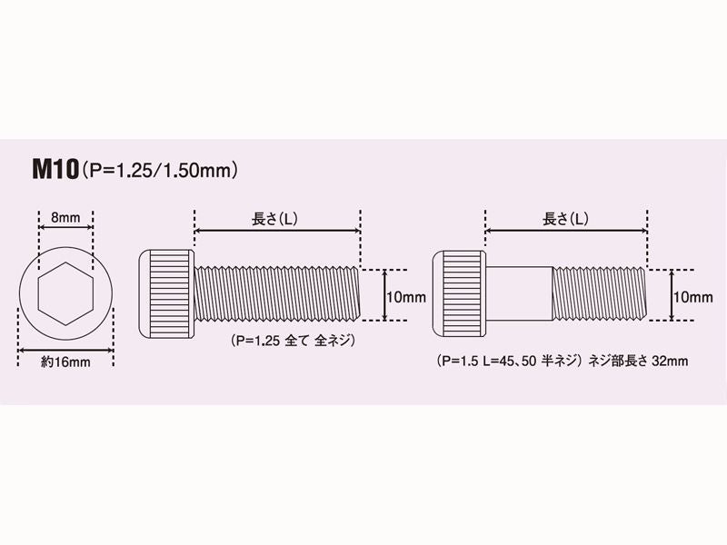 キャップボルトセット M10X45 P1.25 2pcs/Set