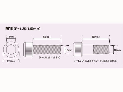 キャップボルトセット M10X50 P1.5 2pcs/Set