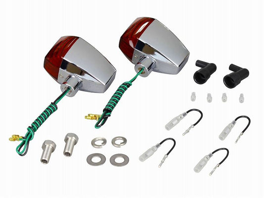 HGウインカー ZRタイプ クリスタルカットレンズ シングル球 電球無し 2個入り メッキボディ/オレンジレンズ