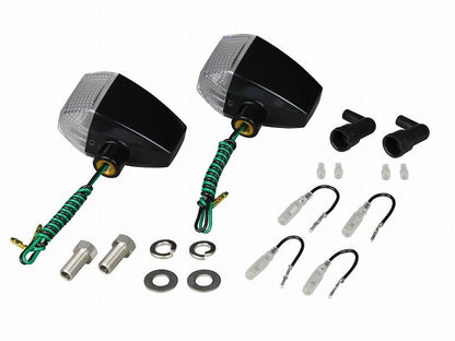 HGウインカー ZRタイプ スタンダードレンズ ダイヤカット シングル球 電球無し 2個入り ブラックボディ/クリアーレンズ