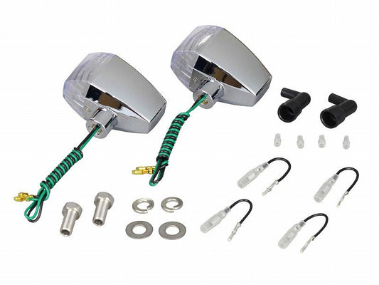 HGウインカー ZRタイプ クリスタルカットレンズ シングル球 電球無し 2個入り メッキボディ/クリアーレンズ