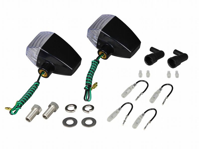 HGウインカー ZRタイプ クリスタルカットレンズ シングル球 電球無し 2個入り ブラックボディ/クリアーレンズ