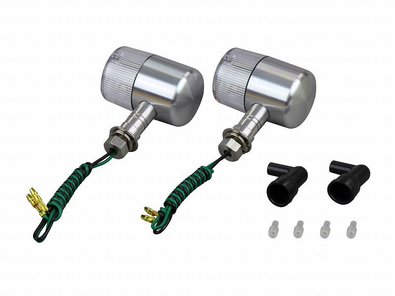 ミドルマシンドウインカー 71タイプ ショートステー シングル球 電球無し 2個入り シルバーボディ/クリアーレンズ