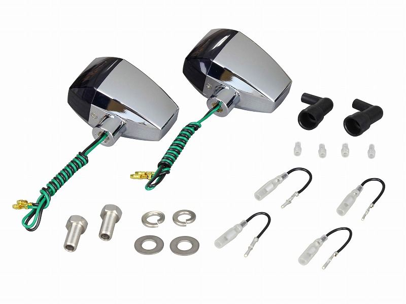 HGウインカー ZRタイプ クリスタルカットレンズ シングル球 電球無し 2個入り メッキボディ/スモークレンズ