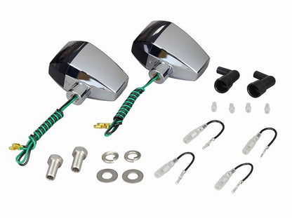 HGウインカー ZRタイプ クリスタルカットレンズ シングル球 電球無し 2個入り メッキボディ/スモークレンズ