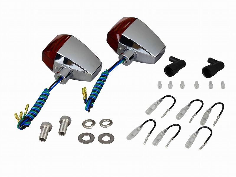HGウインカー ZRタイプ クリスタルカットレンズ ダブル球 電球無し 2個入り メッキボディ/オレンジレンズ