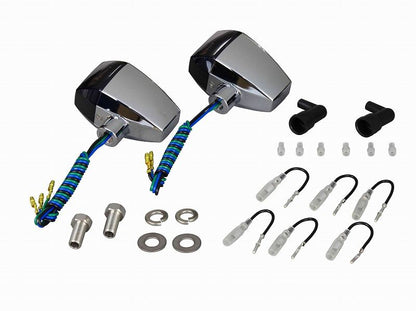 HG Blinker ZR Type, Standard Lens, Diamond Cut, Dual Filament Bulb, No Bulb, 2 pieces, Chrome Body/Smoke Lens