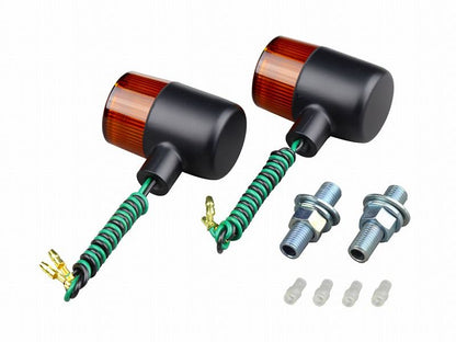 Classical Turn Signal 71 Type Single Bulb No Bulb 2 pcs Black Body / Orange Lens