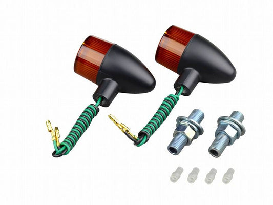 クラシカルウインカー 砲弾タイプ シングル球 電球無し 2個入り ブラックボディ/オレンジレンズ
