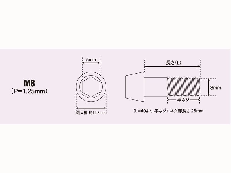 テーパーキャップボルト セット M8X15 (2pcs/Set)