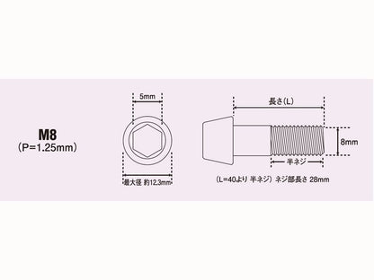 テーパーキャップボルト ブラックセット M8X15 (2pcs/Set)