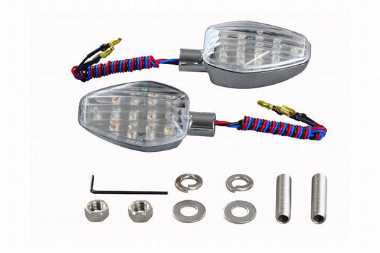 0 Lightweight LED Turn Signals, Dual-Function, with LED Board, 2 Pieces, Chrome Body/Clear Lens
