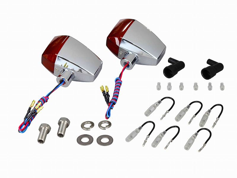 0 ZRタイプLEDウインカー スタンダードレンズ ダイヤカット ダブル仕様 2個入り メッキボディ/オレンジレンズ