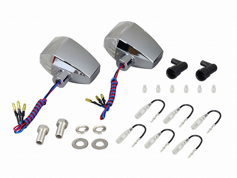 0 ZRタイプLEDウインカー スタンダードレンズ ダイヤカット ダブル仕様 2個入り メッキボディ/クリアーレンズ