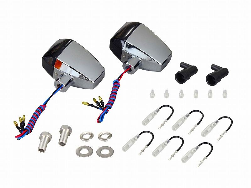 0 ZR Type LED Turn Signals, Standard Lens, Diamond Cut, Dual Filament, 2 pcs, Chrome Body/Smoked Lens