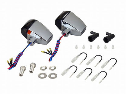 0 ZR Type LED Turn Signals, Standard Lens, Diamond Cut, Dual Filament, 2 pcs, Chrome Body/Smoked Lens