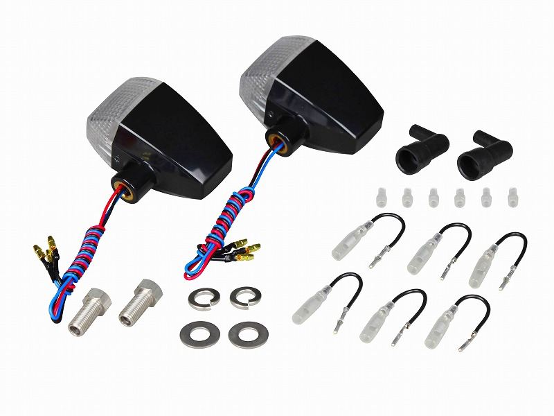 ZR Type LED Turn Signals Standard Lens Diamond Cut Double Specification 2-Pack Black Body/Clear Lens