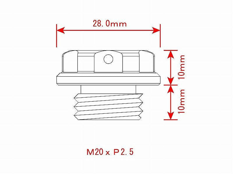 マシンドフィラーキャップ レッド M20×P2.5 オイルフィラーキャップ