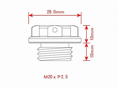 マシンドフィラーキャップ レッド M20×P2.5 オイルフィラーキャップ