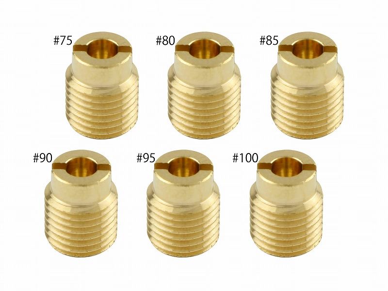 Main Jet Set #75-#100 Keihin, Large Full Thread (7x8.5 type) for Magna 50, Smart Dio/DX/Z4, 1 piece each