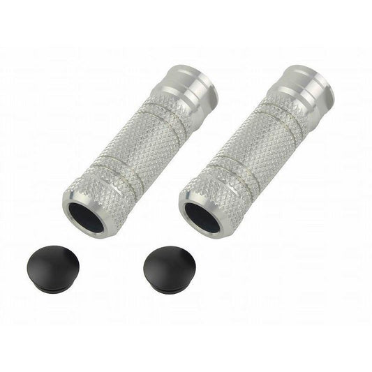 ステップバー ユニバーサル シルバー 貫通穴ローレットエグリタイプ M8 左右セット