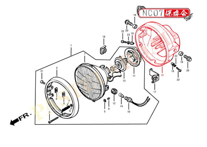 完全復刻ヘッドライトケース ブラック 1個 CBX400F