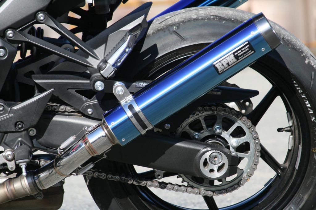 マフラー RPM-LUXE スリップオン 左右出し ブルーチタン φ90×4001000 ニンジャ1000 Z1000