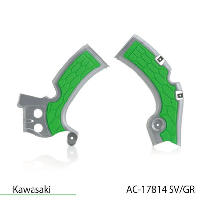 X-GRIP フレームガード シルバー/グリーン KX450F
