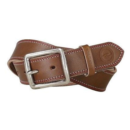 ラフステッチベルト カーブバックル ダークブラウン/レッド フリーサイズ