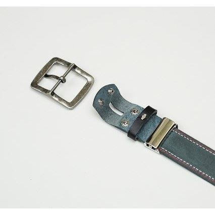 ラフステッチベルト カーブバックル ダークブラウン/レッド フリーサイズ