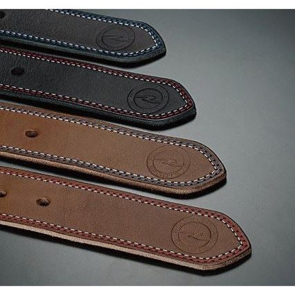 ラフステッチベルト カーブバックル ダークブラウン/レッド フリーサイズ