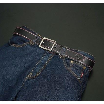 ラフステッチベルト カーブバックル ダークブラウン/レッド フリーサイズ