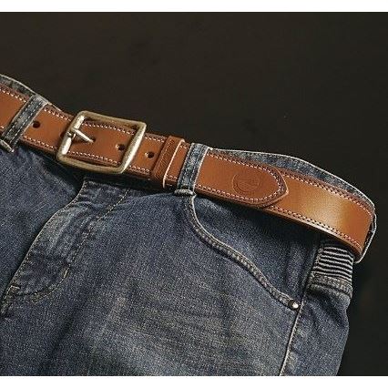 ラフステッチベルト カーブバックル ダークブラウン/レッド フリーサイズ