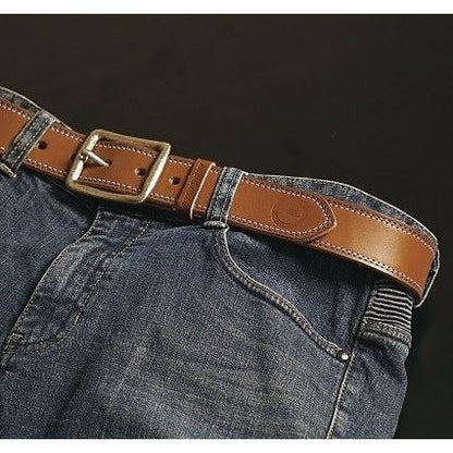 ラフステッチベルト カーブバックル ダークブラウン/レッド フリーサイズ