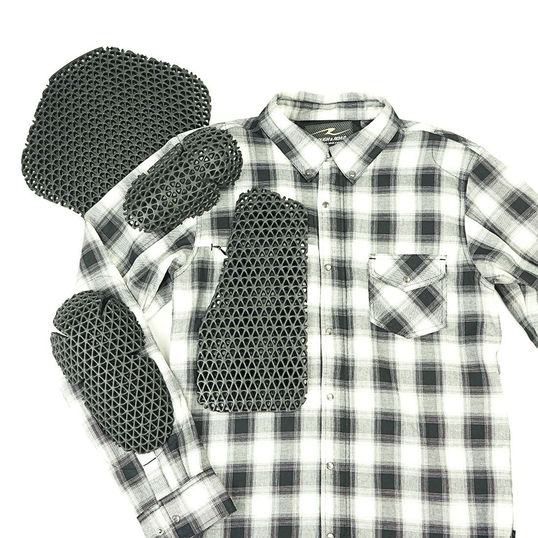ラフライドシャツFP チェックブラック LL