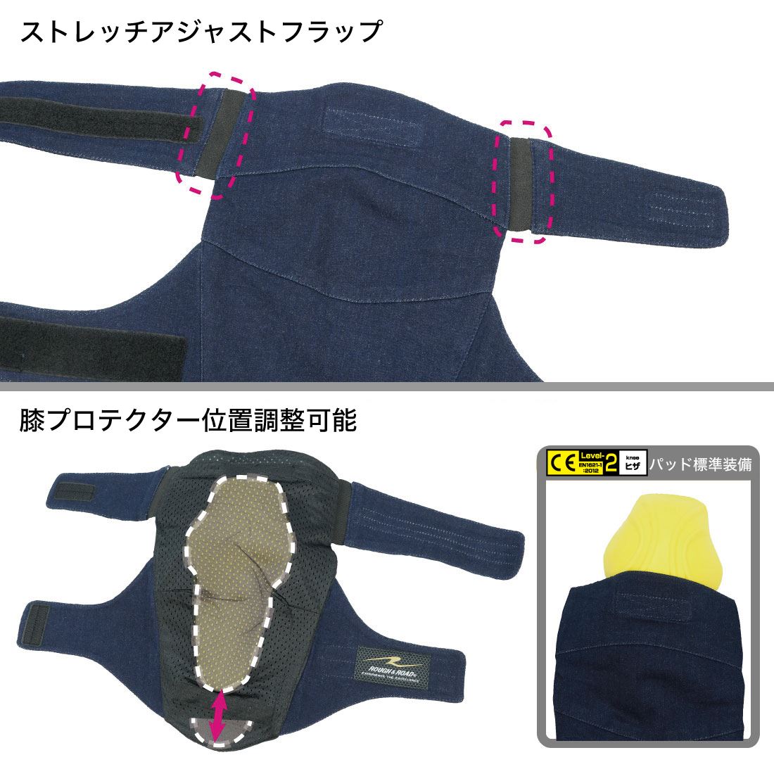 CE Lv-2 ステルスフィットデニムニープロテクター ブラック フリーサイズ 左右セット