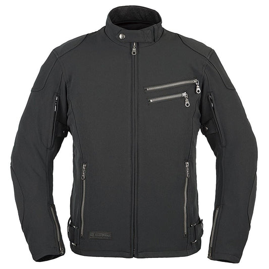 エアスルーソフトシェルストレッチライディングZIPジャケット ブラック