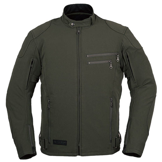 エアスルーソフトシェルストレッチライディングZIPジャケット ダークオリーブ
