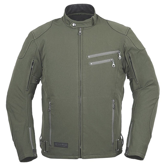 エアスルーソフトシェルストレッチライディングZIPジャケット オリーブ