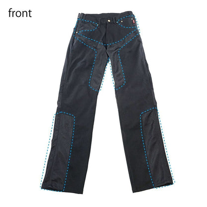 ハーフメッシュストレッチブラックデニムパンツLF ブラック