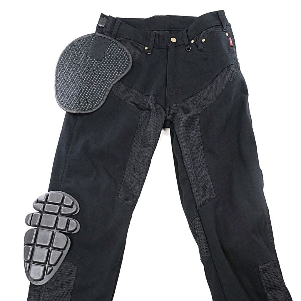 ハーフメッシュストレッチブラックデニムパンツLF ブラック